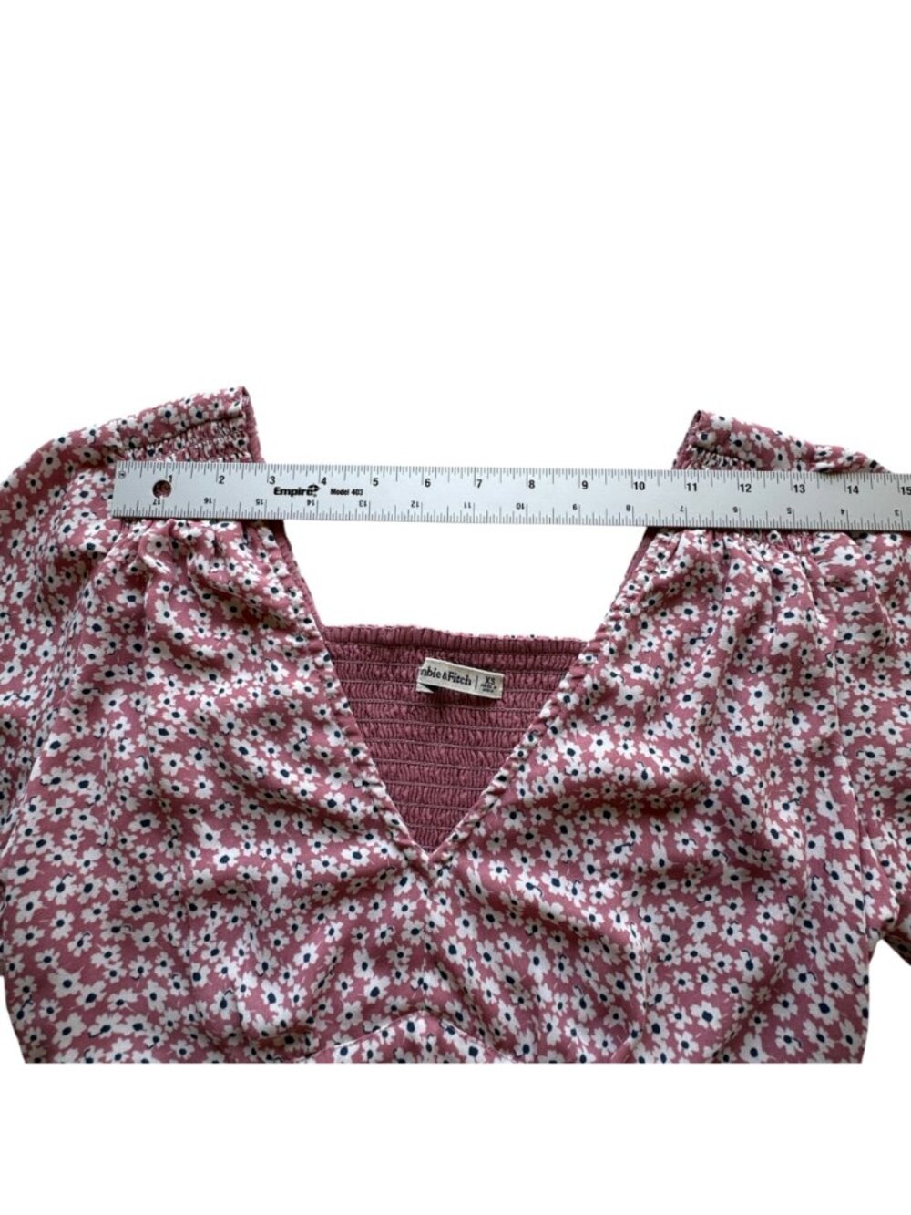 Abercrombie & Fitch Mini Dress Women's Size XS Pink Smocked Floral Short Sleeves - Picture 12 of 16
